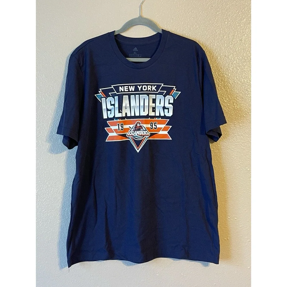 Men's XL NWOT New York‎ Islanders Adidas Short Sleeve Shirt Navy